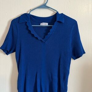 Calvin Klein Women's Blue Ribbed Top